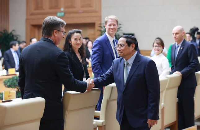 Thủ tướng tiếp đoàn doanh nghiệp của Hội đồng Kinh doanh Hoa Kỳ - ASEAN (Ảnh: Nhật Bắc).