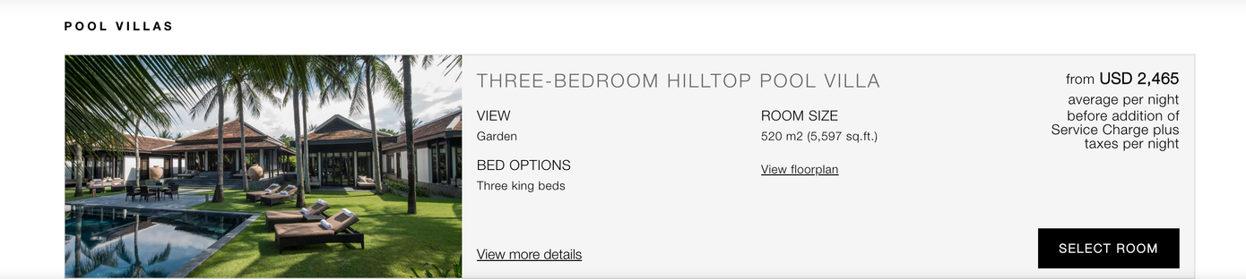 Giá thuê căn villa tại Four Season Resort The Nam Hai.