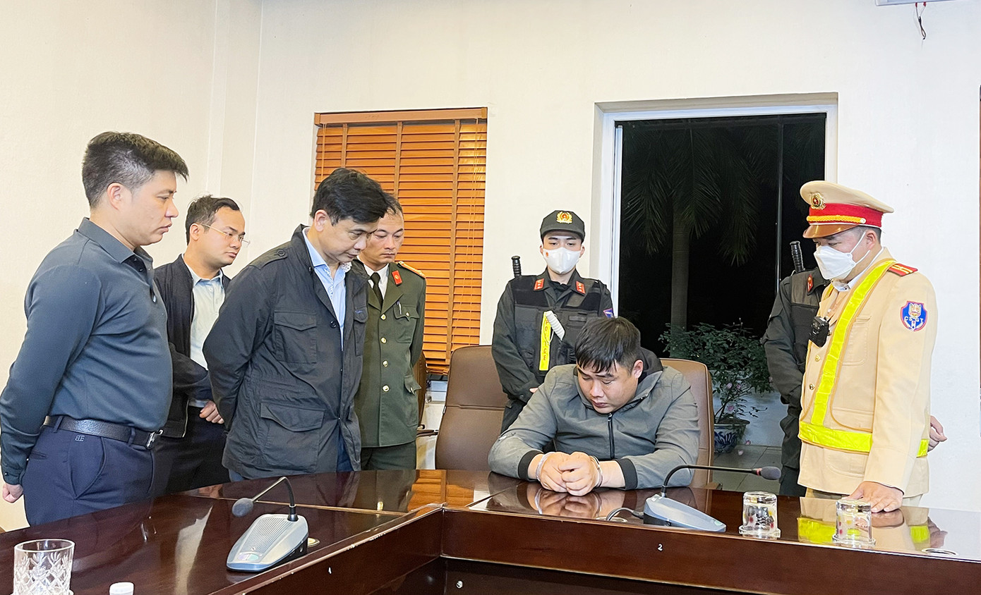 Đối tượng Kiều Tiến Tâm tại cơ quan công an.