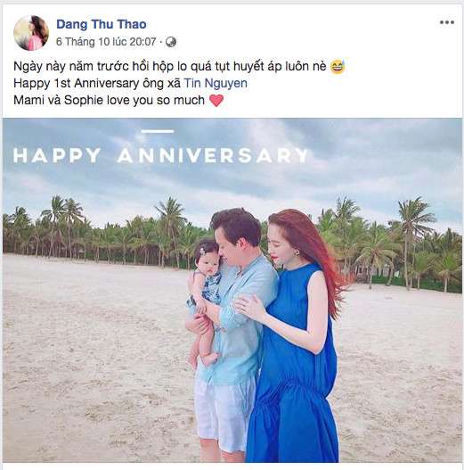 Hoa hậu Đặng Thu Thảo và ông xã ngọt ngào kỷ niệm 1 năm ngày cưới ảnh 1