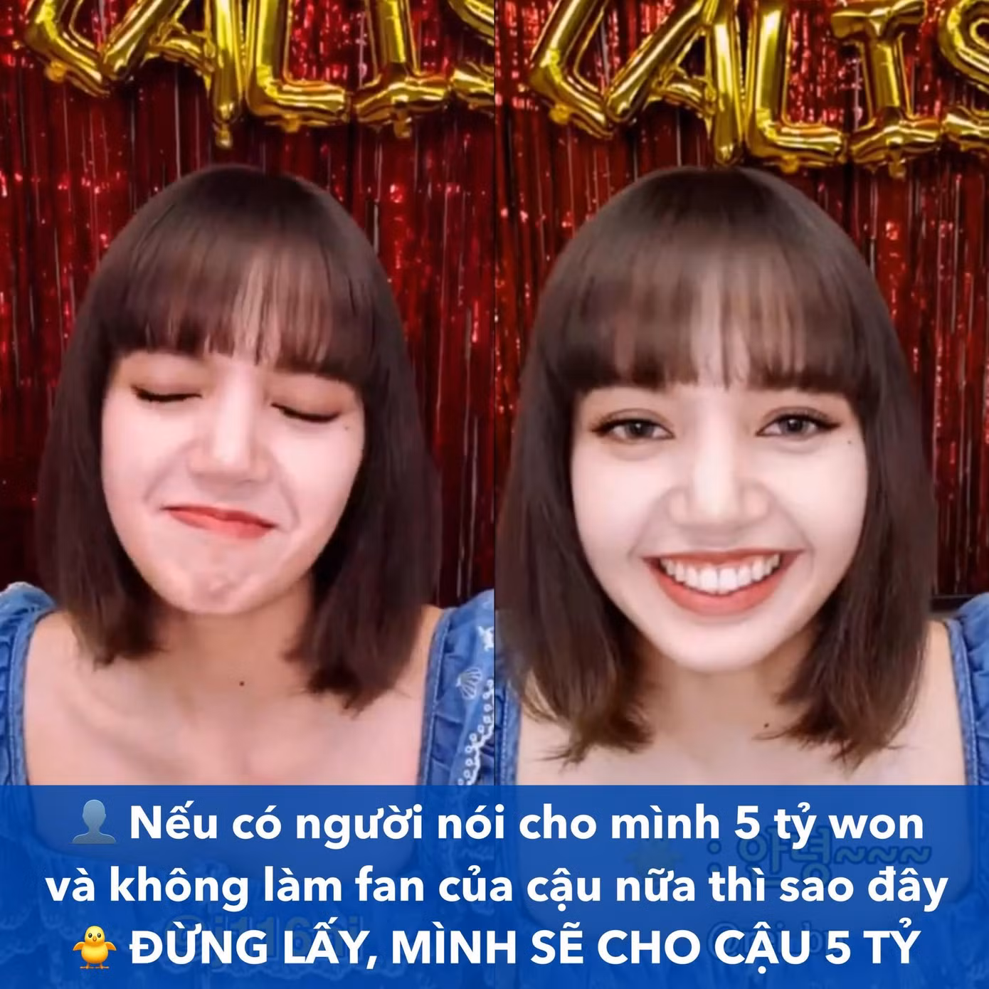 Vừa giàu có, vừa xinh đẹp lại còn yêu chiều fan hết mức như vậy thì có fan nào dám nhận 5 tỷ won để ngừng thích Lisa cơ chứ? - Nguồn: Goddess Lisa Vietnam Fanpage. Vừa giàu có, vừa xinh đẹp lại còn yêu chiều fan hết mức như vậy thì có fan nào dám nhận 5 tỷ won để ngừng thích Lisa cơ chứ? - Nguồn: Goddess Lisa Vietnam Fanpage.
