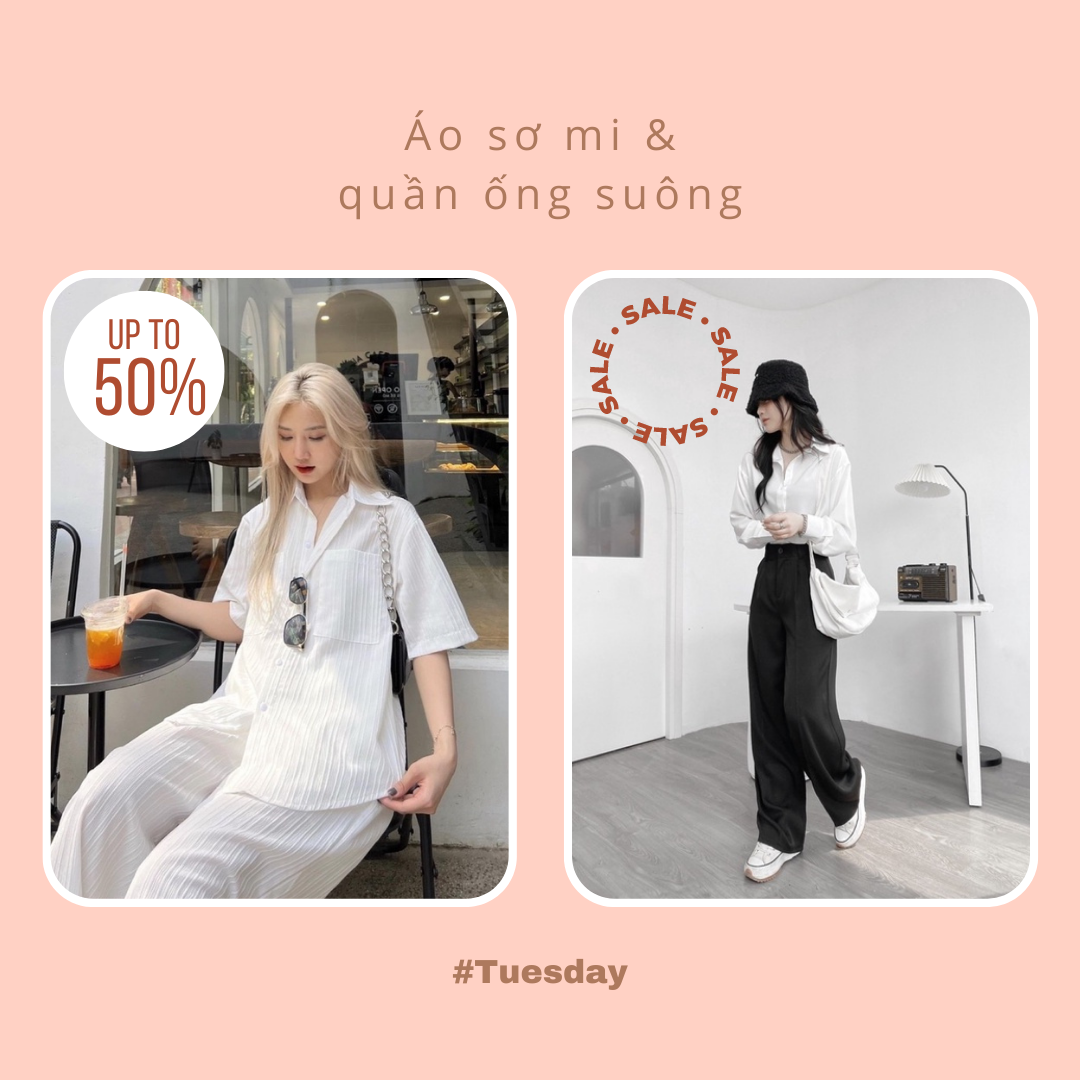 Thanh lịch cùng áo sơ mi và quần ống suông vào thứ 3 với giá cả set chỉ từ 200K trên Shopee Thanh lịch cùng áo sơ mi và quần ống suông vào thứ 3 với giá cả set chỉ từ 200K trên Shopee