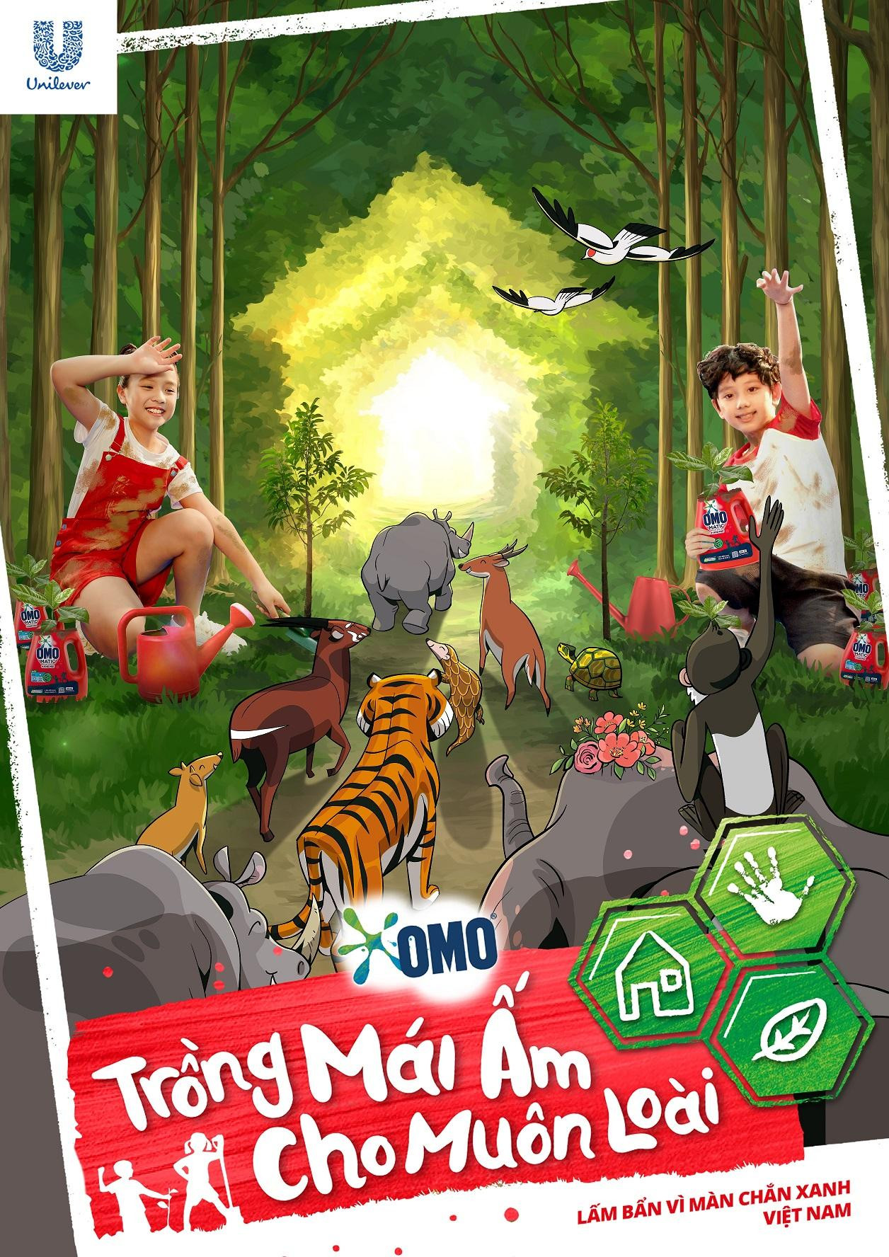 “Trồng mái ấm cho muôn loài” là một phần trong hành trình “Lấm bẩn vì màn chắn xanh Việt Nam” của OMO “Trồng mái ấm cho muôn loài” là một phần trong hành trình “Lấm bẩn vì màn chắn xanh Việt Nam” của OMO