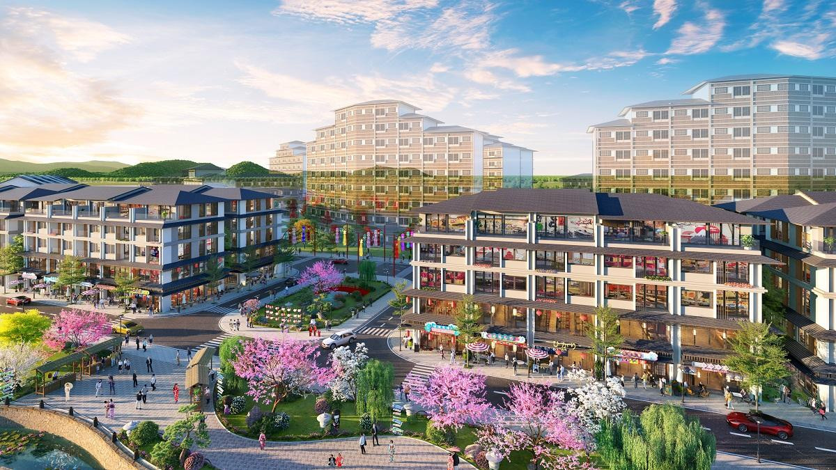 Phối cảnh minh họa townhouse Koto tại quần thể Sun Beauty Onsen