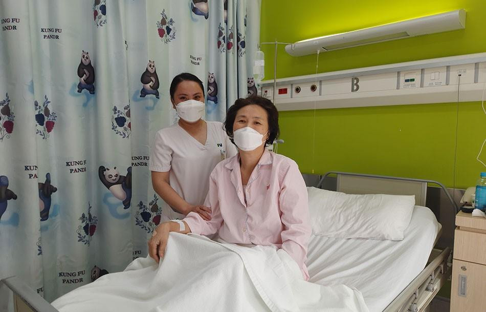 Bà Y. trong lần được điều trị đột quỵ não tại FV