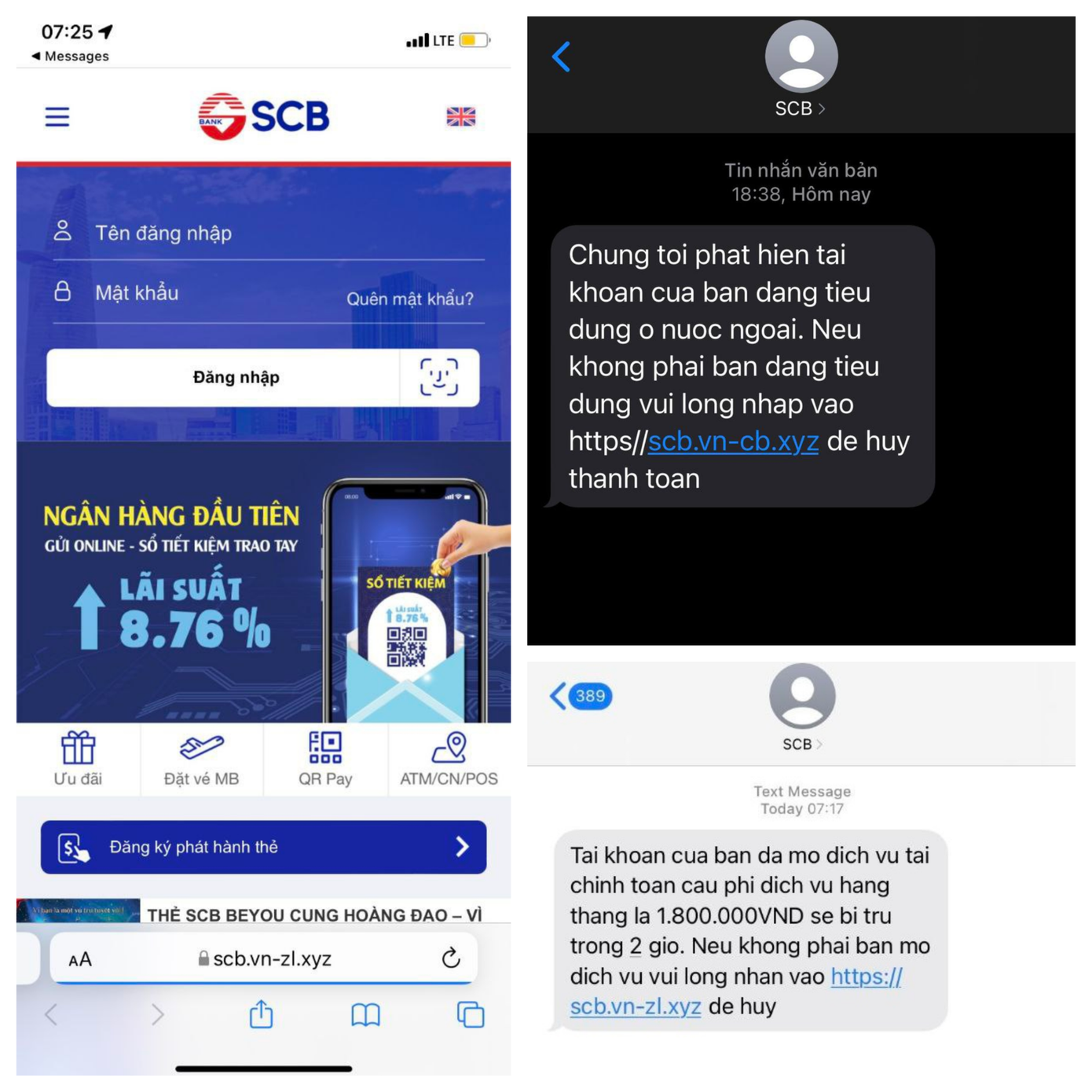 Tin nhắn giả mạo Brandname ngân hàng gửi đến khách hàng có đường link lừa đảo, dẫn đến website mạo danh ngân hàng Tin nhắn giả mạo Brandname ngân hàng gửi đến khách hàng có đường link lừa đảo, dẫn đến website mạo danh ngân hàng