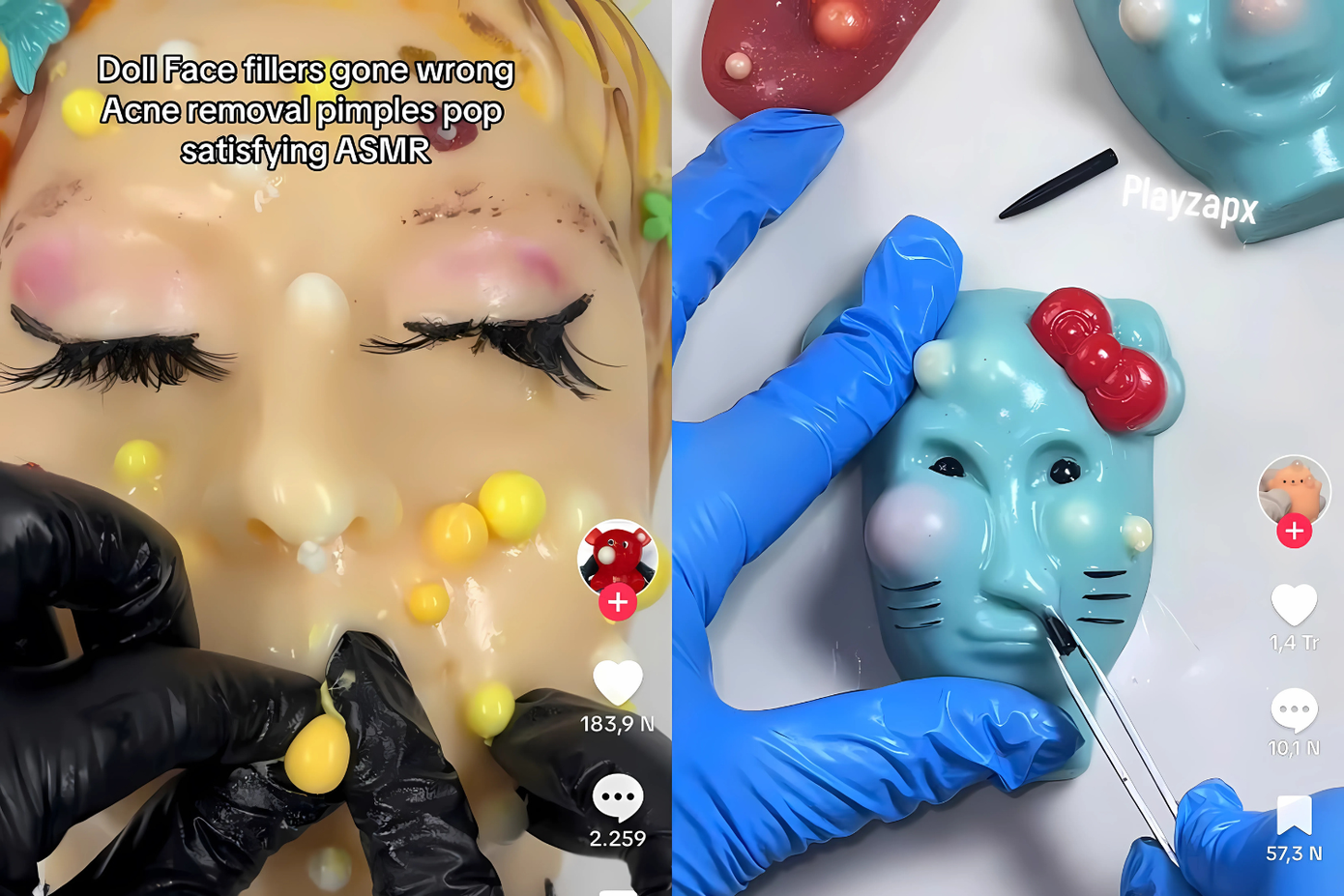 &quot;Bị ghiền tối nào cũng coi vài clip&quot;, một cư dân mạng chia sẻ. Ảnh: @playzapx, @mochi_pimple_popper_oa.