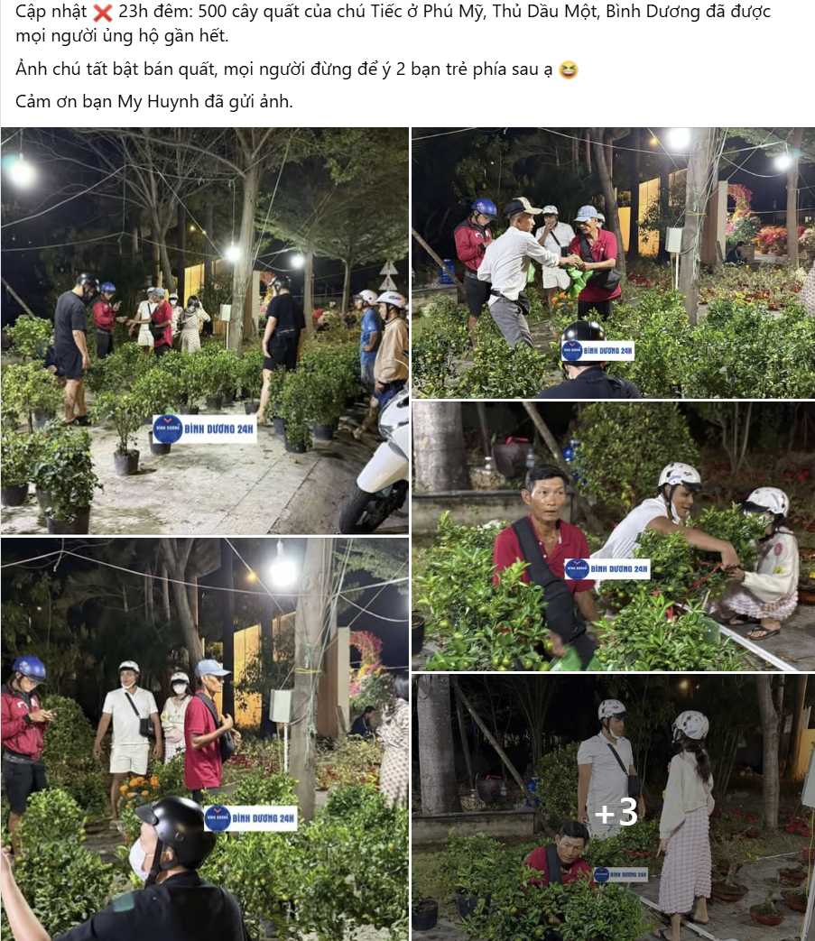 Hình ảnh người dân ghé ủng hộ chú Tiếc được chia sẻ. - Ảnh: Bình Dương 24h. Hình ảnh người dân ghé ủng hộ chú Tiếc được chia sẻ. - Ảnh: Bình Dương 24h.