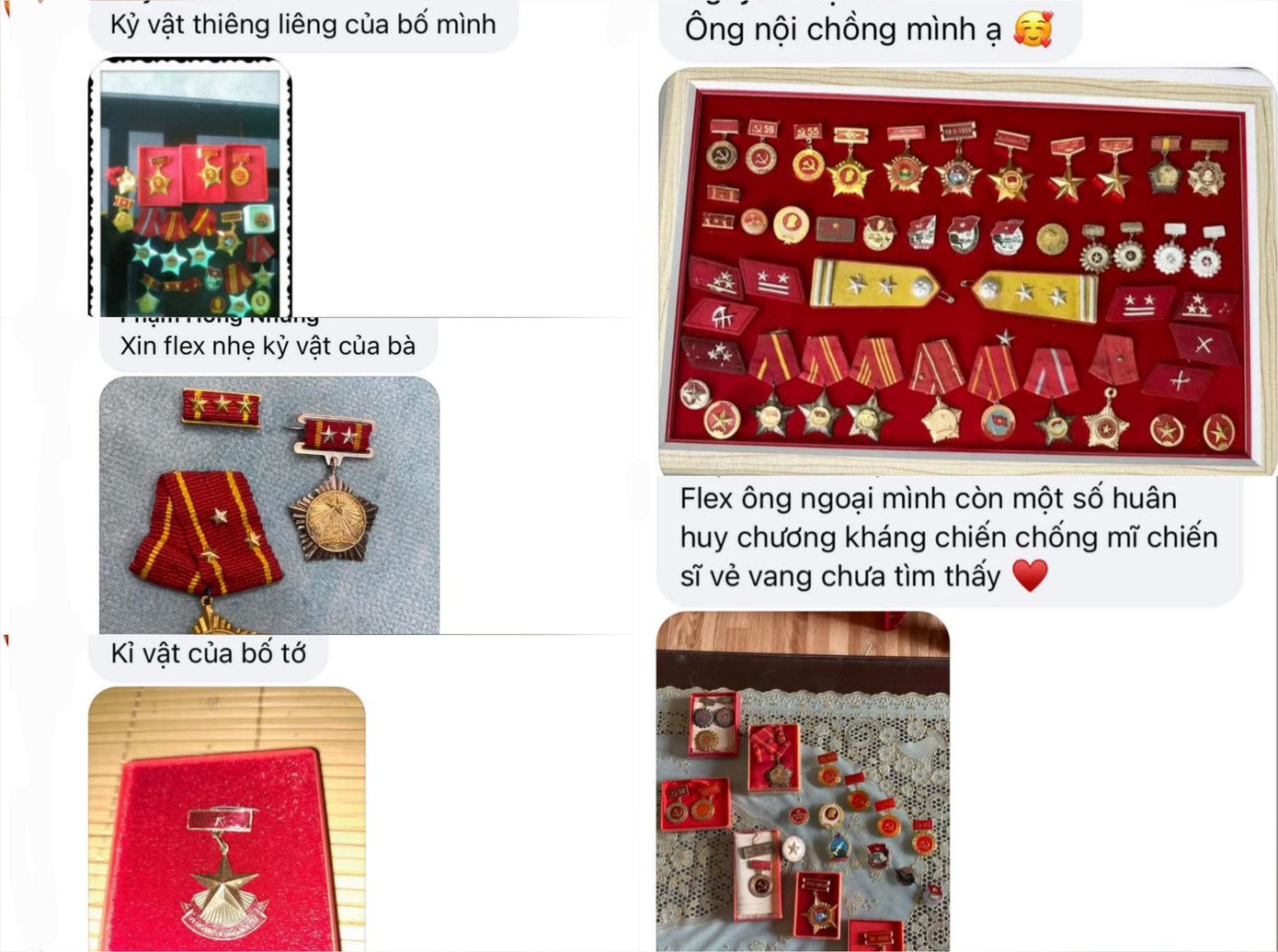 Nhiều bạn trẻ tự hào chia sẻ chiến tích của người thân sau những năm tháng hào hùng. Ảnh: Tổng hợp.