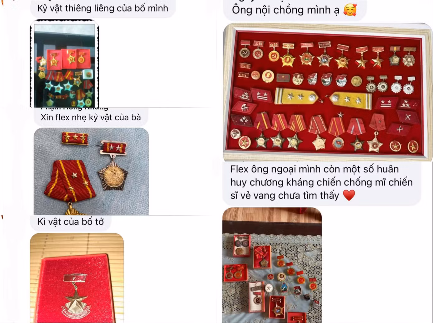 Nhiều bạn trẻ tự hào chia sẻ chiến tích của người thân sau những năm tháng hào hùng. Ảnh: Tổng hợp.