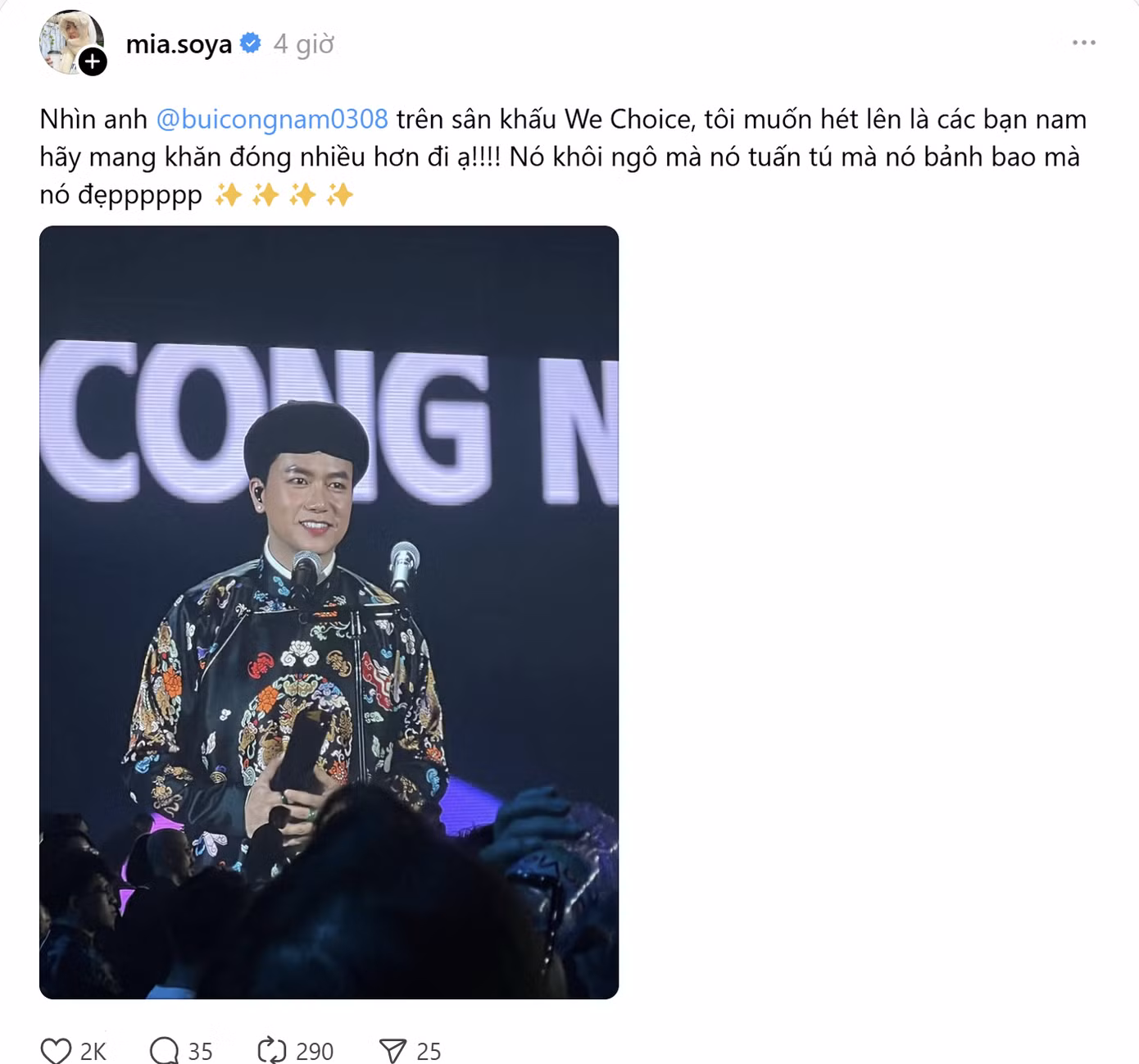 Các fan cũng bình luận: "Chị ơi chờ em hét với" trước visual nét căng của Bùi Công Nam.