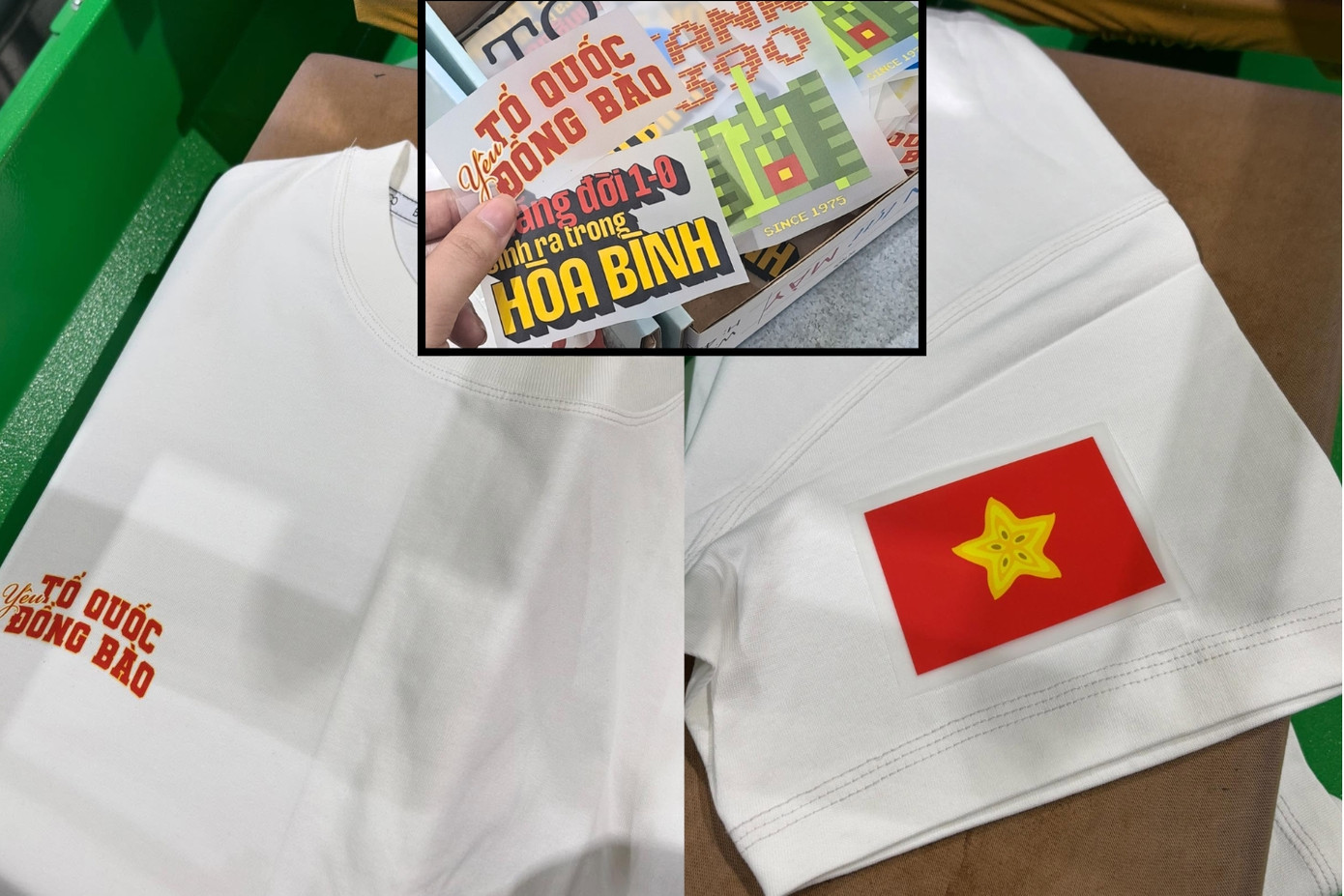 Bên cạnh hình ảnh cờ đỏ sao vàng được cách điệu, còn có nhiều hình ảnh mà khách hàng có thể in thêm tùy sở thích. Ảnh: Meomeo.ll, Rachchoslay. Bên cạnh hình ảnh cờ đỏ sao vàng được cách điệu, còn có nhiều hình ảnh mà khách hàng có thể in thêm tùy sở thích. Ảnh: Meomeo.ll, Rachchoslay.