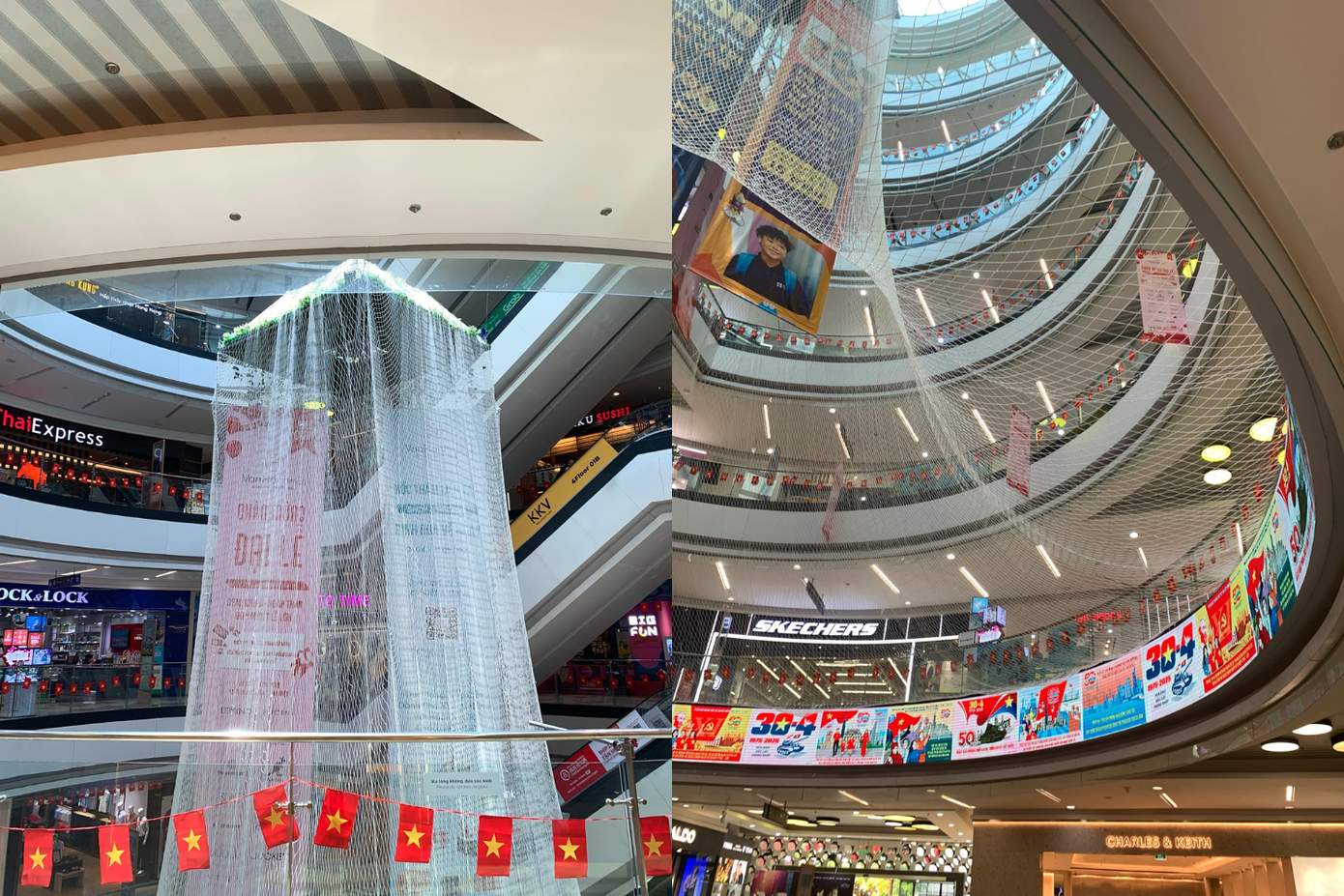 Hình ảnh lưới an toàn được lắp tại Vạn Hạnh Mall. Ảnh: noigiaunoibuon. Hình ảnh lưới an toàn được lắp tại Vạn Hạnh Mall. Ảnh: noigiaunoibuon.
