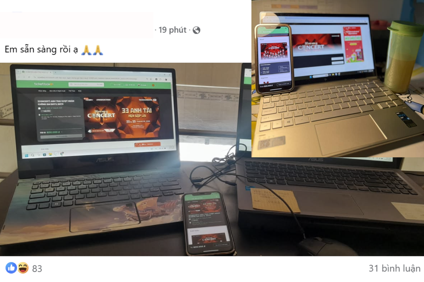 Chuẩn bị từ trước đó, vừa nghe nhạc chill vừa chờ khoảnh khắc sở hữu được tấm vé trên tay. Chuẩn bị từ trước đó, vừa nghe nhạc chill vừa chờ khoảnh khắc sở hữu được tấm vé trên tay.