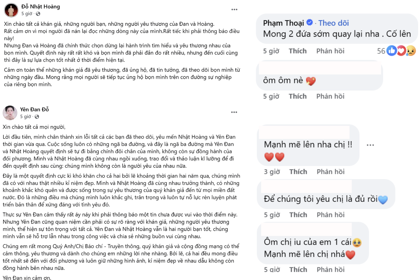 Bài đăng thông báo chia tay của cặp đôi ngay trước Valentine.