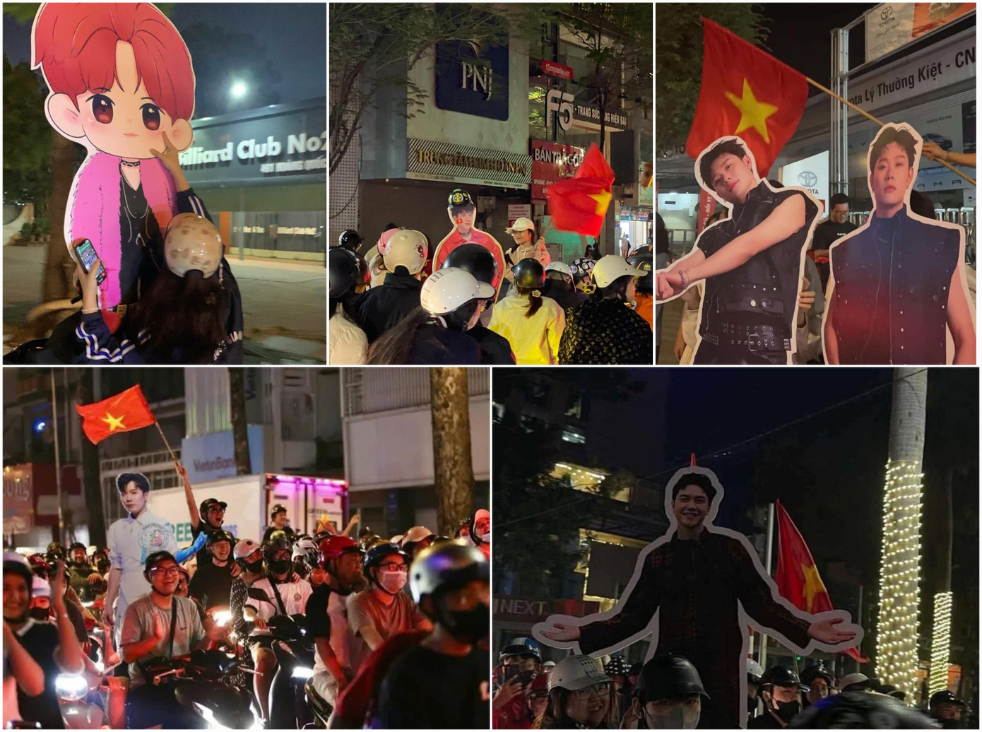 Dàn &quot;anh trai&quot; được fan nhiệt tình đèo ra đường, dù là hàng &quot;rep 1:1&quot;, nhưng vẫn có người nhắc khéo: &quot;Mũ đâu?&quot; để bảo đảm an toàn, khiến netizen bật cười.