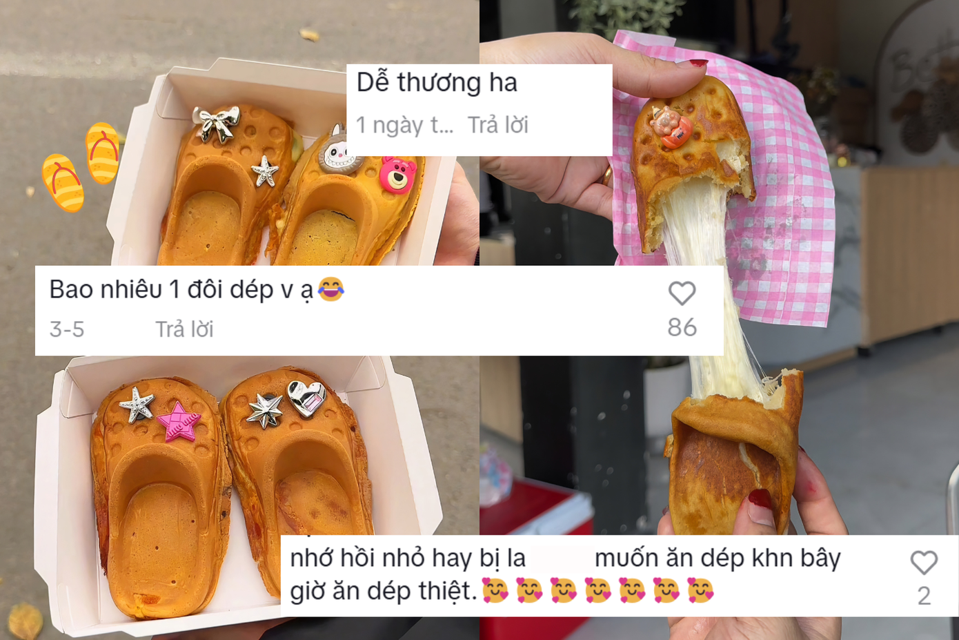 Nhiều người thích thú với vẻ ngoài độc đáo của món bánh dép. - Ảnh: @minanmaikhongbeu.