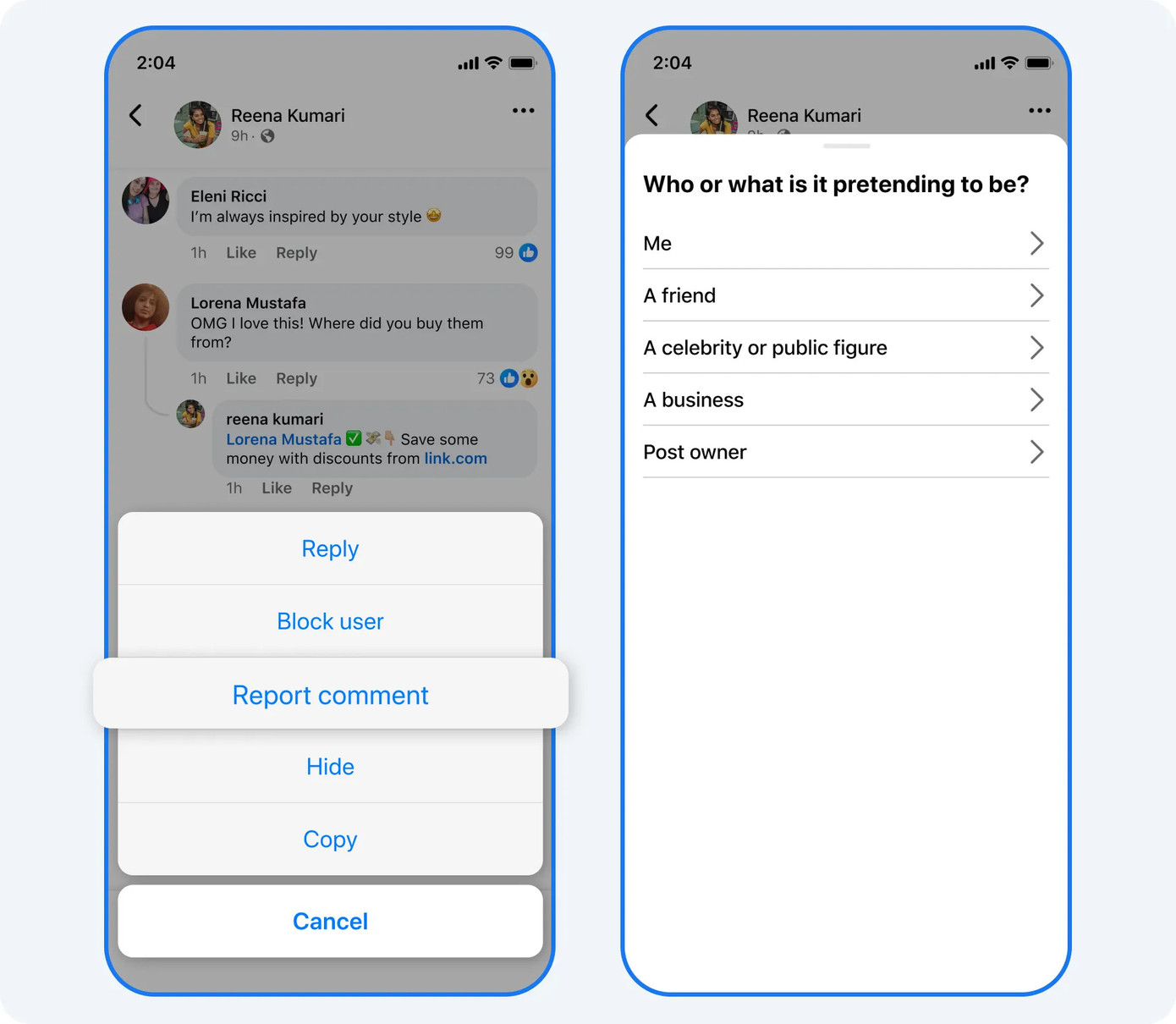 Người dùng có thể nhanh chóng báo cáo các bình luận "ảo". Người dùng có thể nhanh chóng báo cáo các bình luận "ảo".
