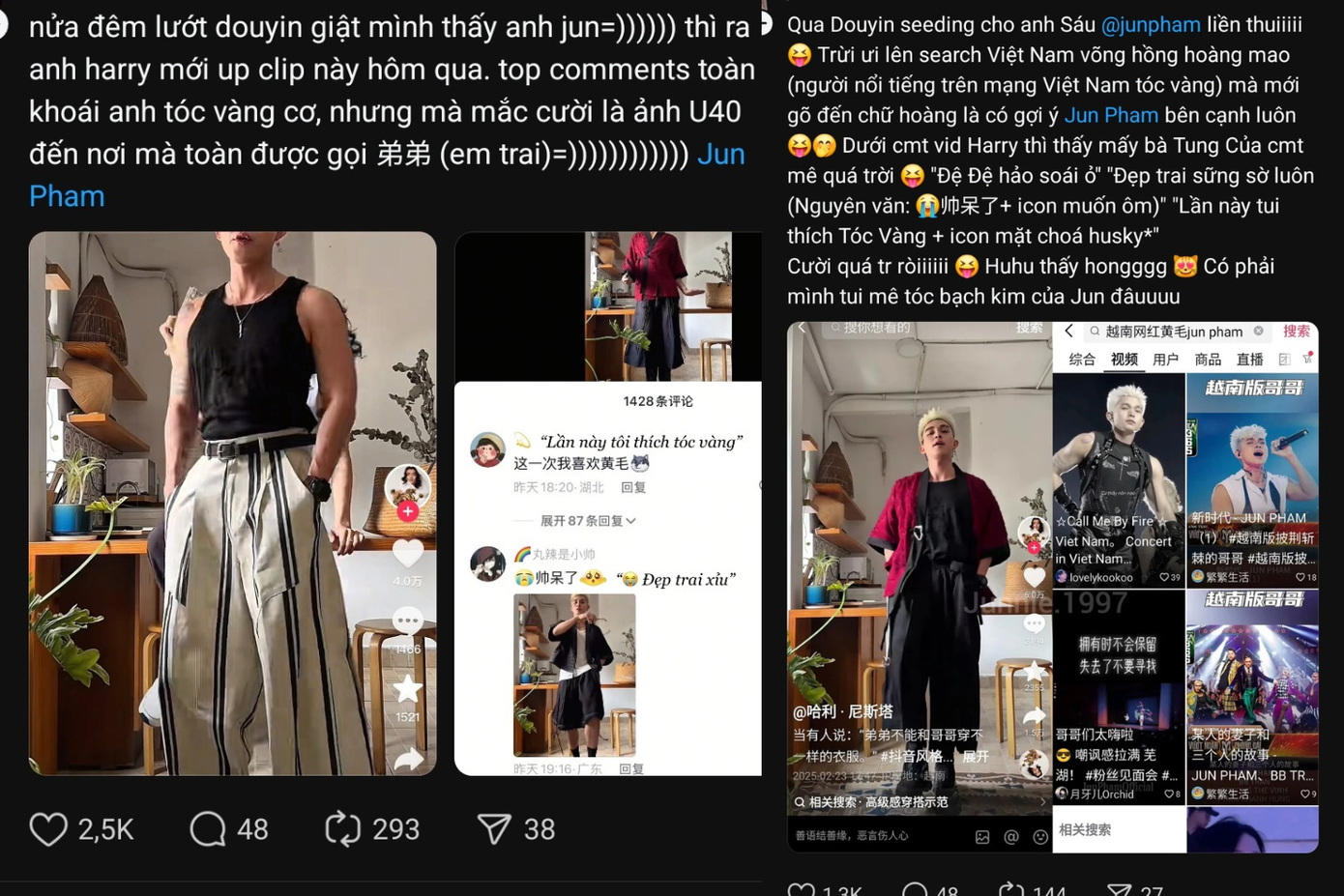 Anh chàng &quot;hoàng mao&quot; đến từ Việt Nam bỗng trở thành tâm điểm tìm kiếm của netizen Trung, trong khi fan Việt cũng rủ nhau &quot;đẩy nhiệt&quot; cho &quot;chú 6&quot; nơi xứ người.