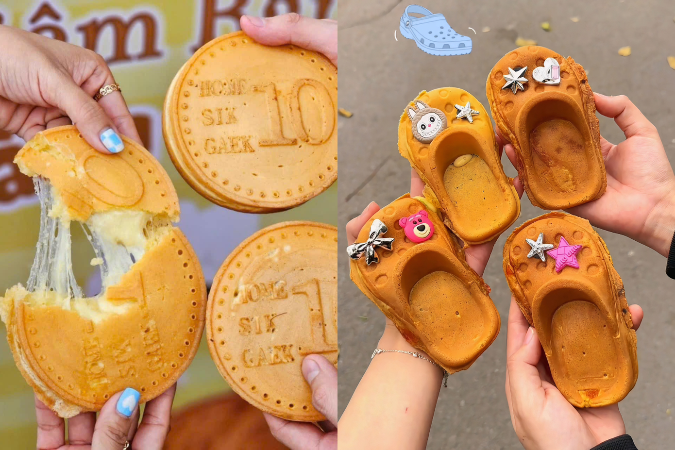 Vẫn là nhân phô mai chảy nhưng chính tạo hình độc lạ đã khiến bánh dép trở thành tâm điểm.