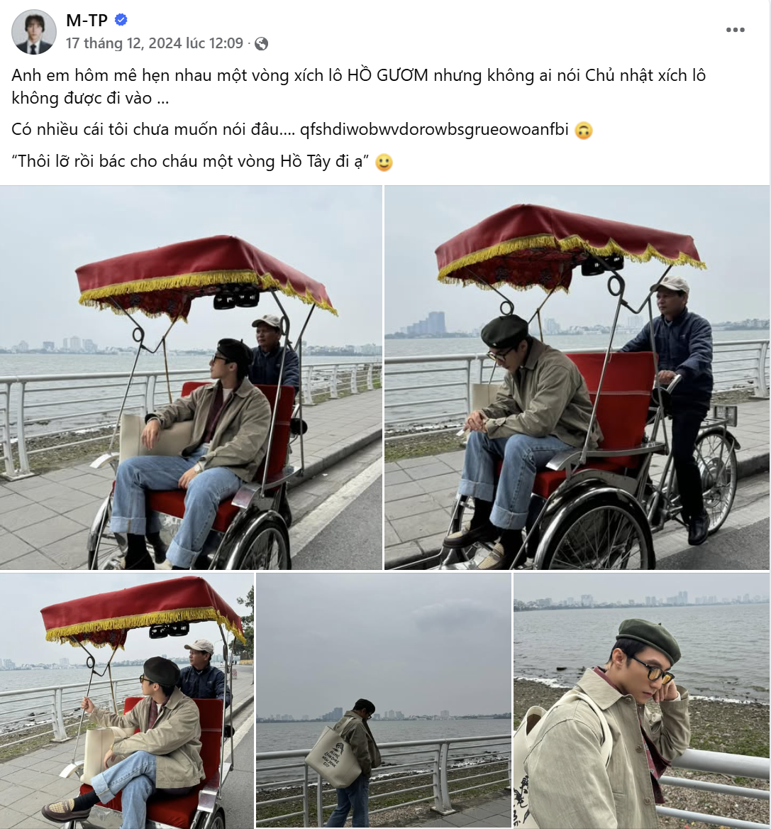 Lần trải nghiệm Hồ Gươm và sự "dỗi" của giọng ca Nơi Này Có Anh: "Anh em hôm mê hẹn nhau một vòng xích lô HỒ GƯƠM nhưng không ai nói Chủ nhật xích lô không được đi vào".