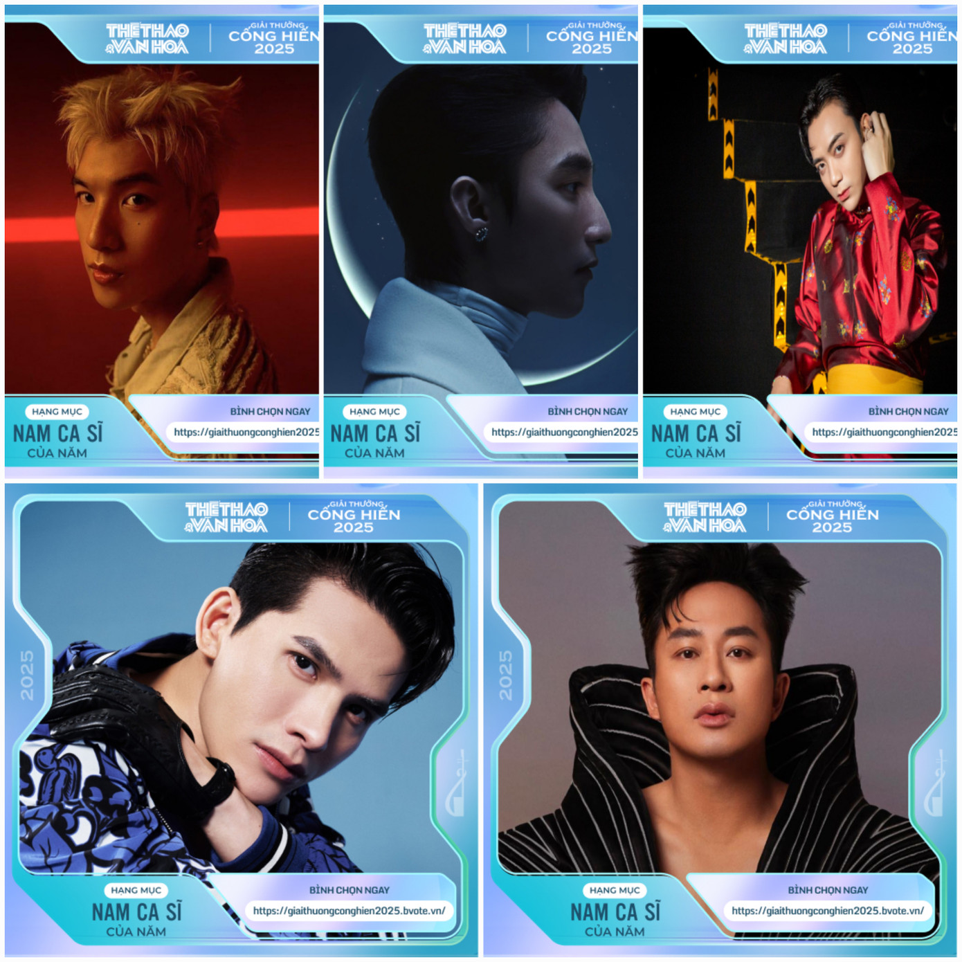 Sơn Tùng M-TP, SOOBIN, HIEUTHUHAI cùng xuất hiện trong hạng mục Nam ca sĩ của năm.