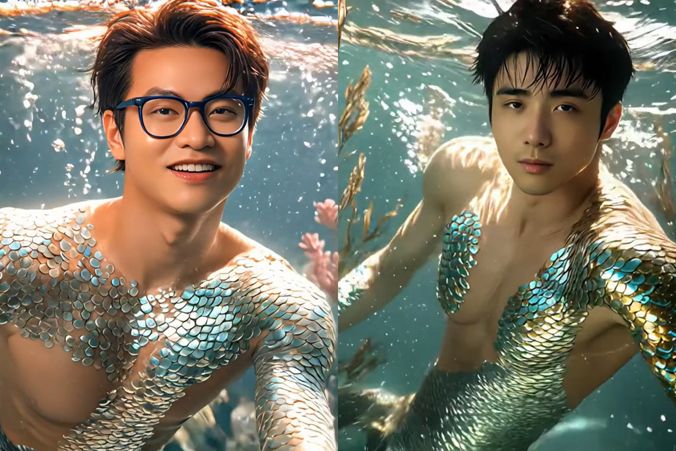 Với loạt hashtag #changtienca, #mermaid, #AImermaid, hàng loạt người nổi tiếng được khán giả sáng tạo biến hình thành những "nhân ngư" đầy mê hoặc. Ảnh: gemme.lee3003.