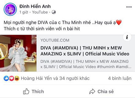Ca sĩ Đinh Hiền Anh 'bênh' Thu Minh, nói 'ẩn ý' và khoá bình luận từ người lạ ảnh 1