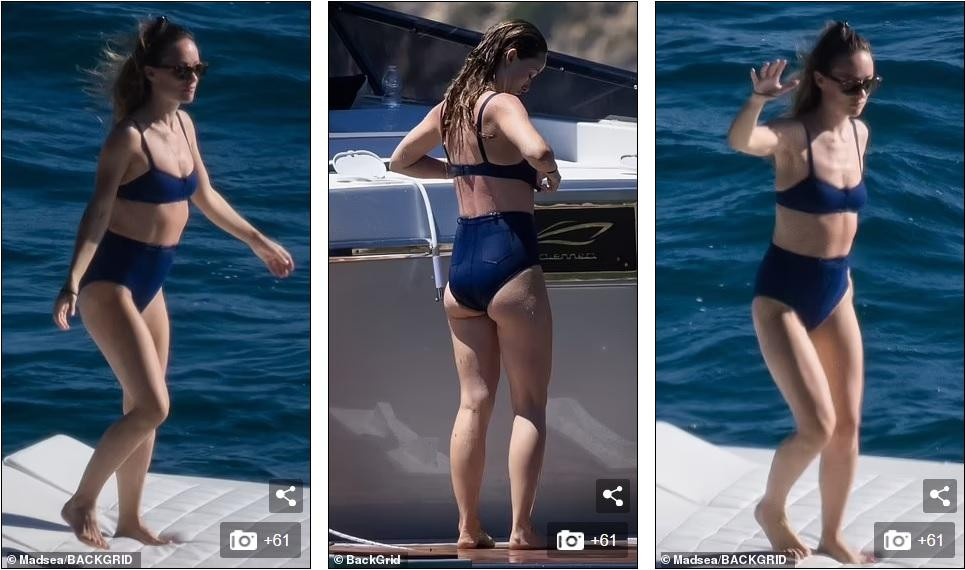 Nữ diễn viên 37 tuổi mặc bikini màu xanh nước biển làm nổi bật làn da trắng mịn và thân hình cân đối dù đã hai lần sinh nở.