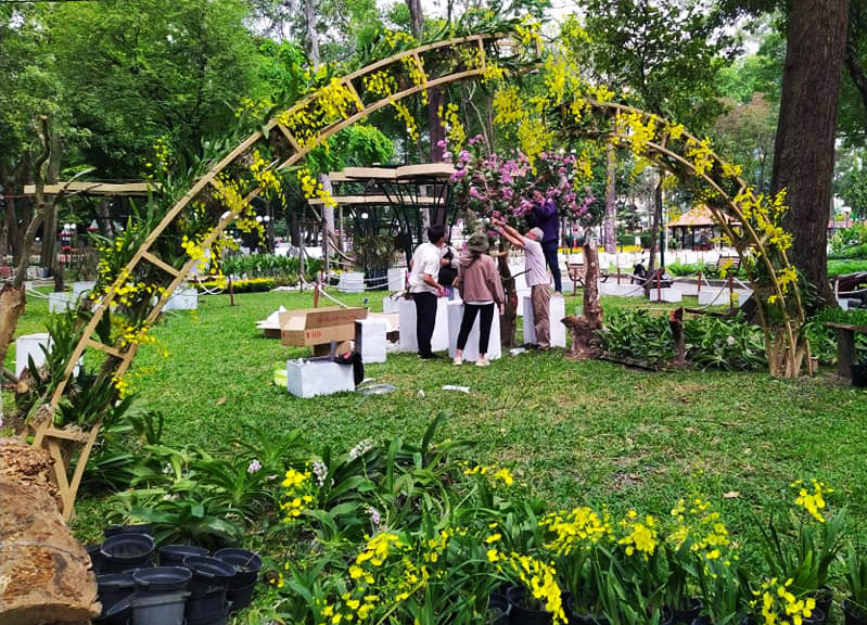 Một vườn hoa giàu tính nghệ thuật đang được hoàn thiện