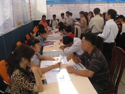 Các đội thanh niên tình nguyện tư vấn, giới thiệu việc làm cho các bạn trẻ