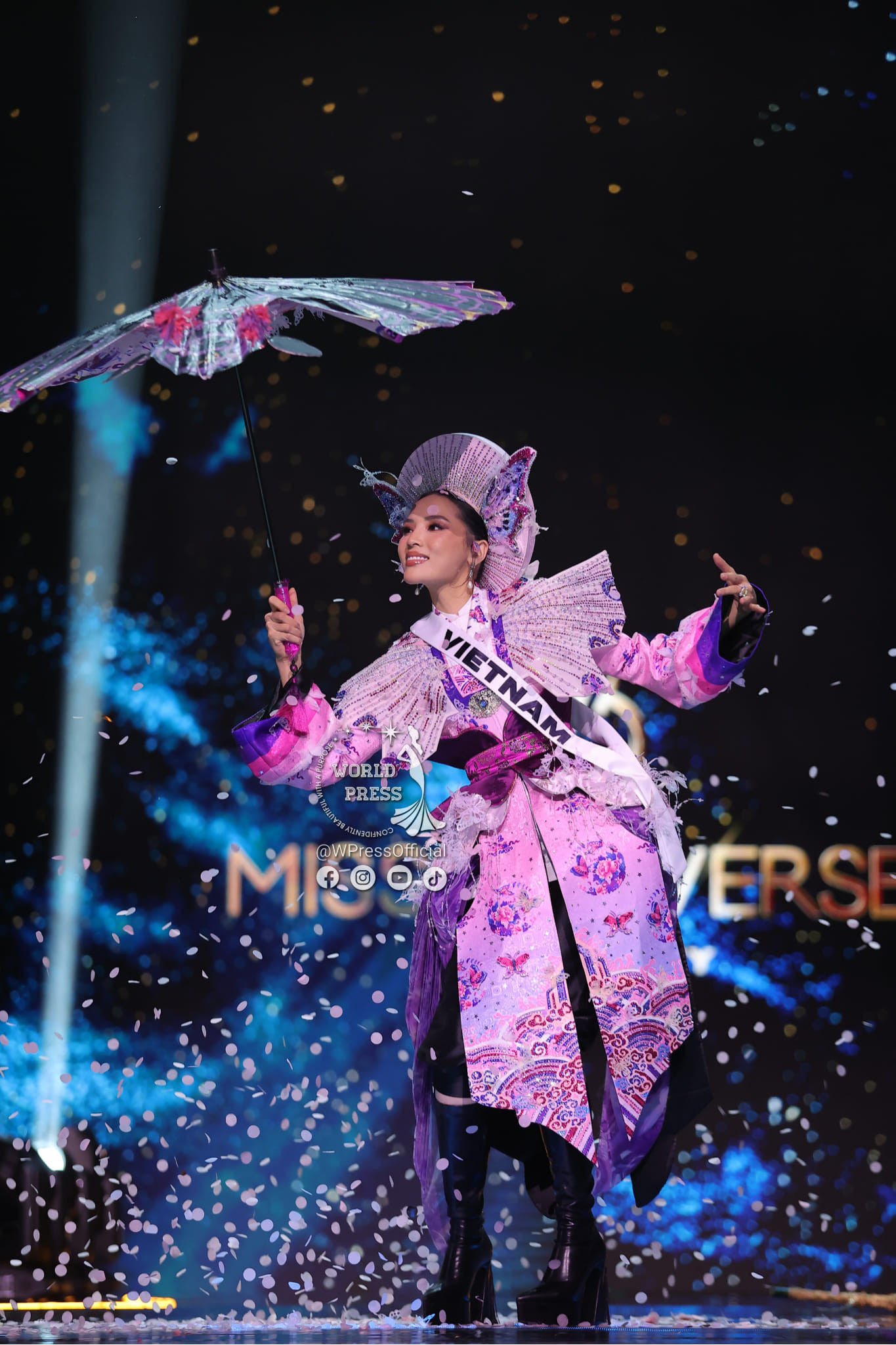 Top 3 giải thưởng Trang phục dân tộc của cuộc thi Hoa hậu Hoàn vũ 2024.