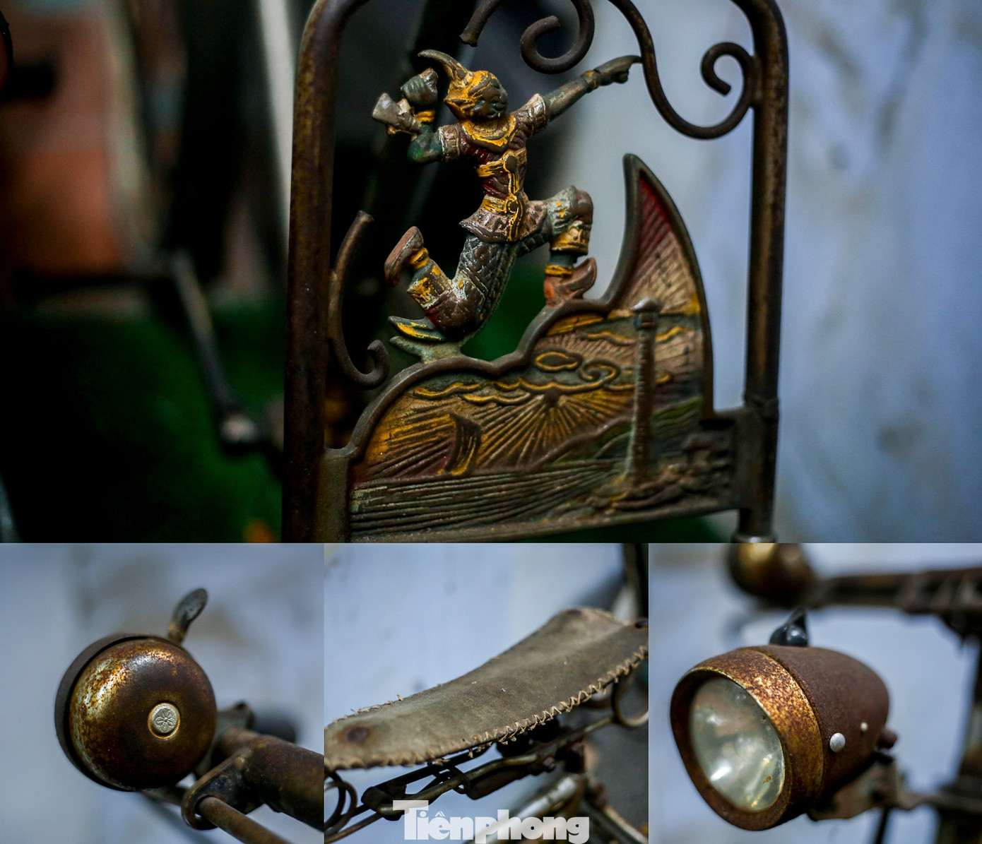 Để vận chuyển được về Việt Nam, chiếc xe phải tháo rời tất cả các bộ phận. Các hoa văn trên xe được làm thủ công bằng đồng khối, với các dòng chữ, ký hiệu bằng tiếng Thái Lan. “Tôi phải tốn rất nhiều thời gian để lắp ghép được nó trở về được đúng hình dáng ban đầu”, anh Cường cho biết.