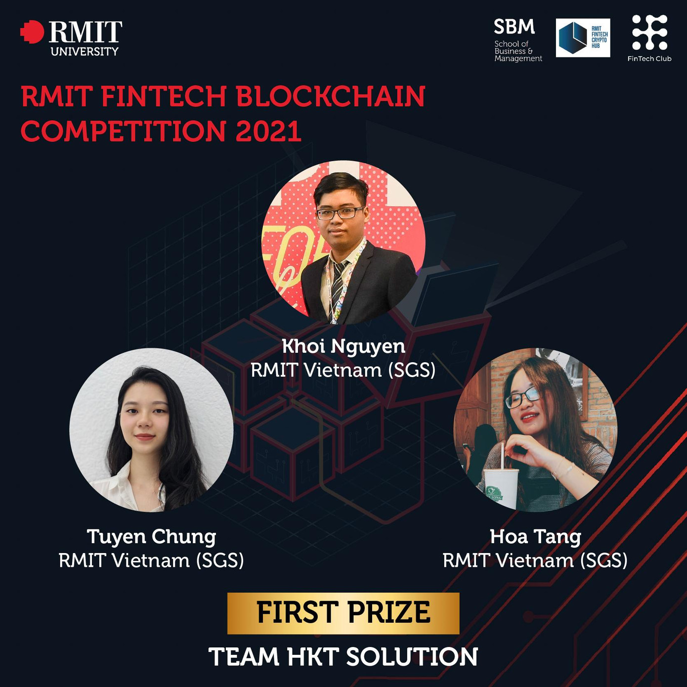 Đội HKT Solutions giành giải Nhất cuộc thi RMIT Fintech Blockchain 2021.