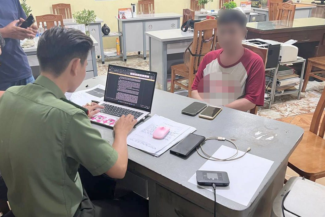 Ông K. tại cơ quan công an. Ảnh: Công an cung cấp. Ông K. tại cơ quan công an. Ảnh: Công an cung cấp.