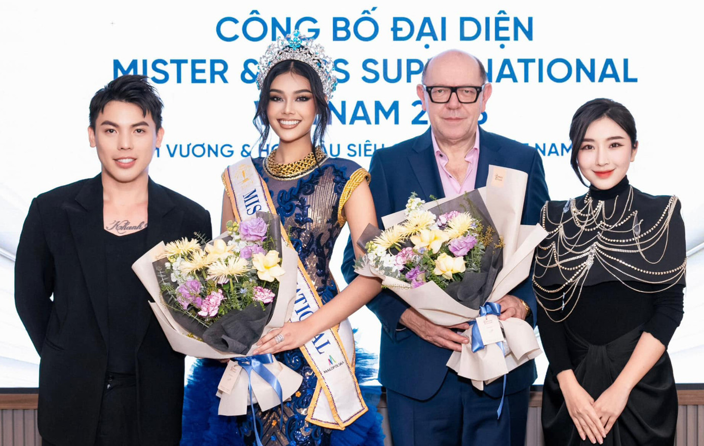 Đương kim Hoa hậu Siêu quốc gia Harashta Haifa Zahra và Chủ tịch Miss/Mr Supranational - ông Gerhard Parzutka - tại Việt Nam.