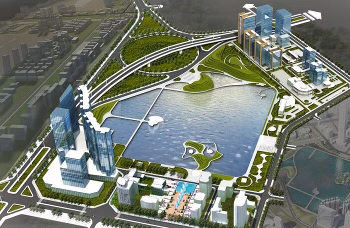 Phối cảnh dự án công viên và hồ điều hòa tại ô đất ký hiệu CV1.