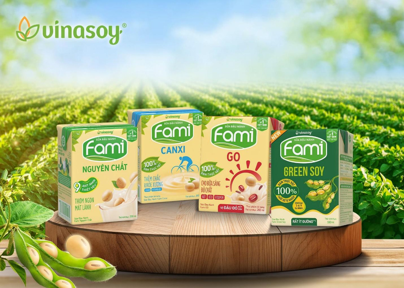 Fami mang tinh túy từ đậu nành trăm tốt, là lựa chọn yêu thích của cả gia đình. Fami mang tinh túy từ đậu nành trăm tốt, là lựa chọn yêu thích của cả gia đình.