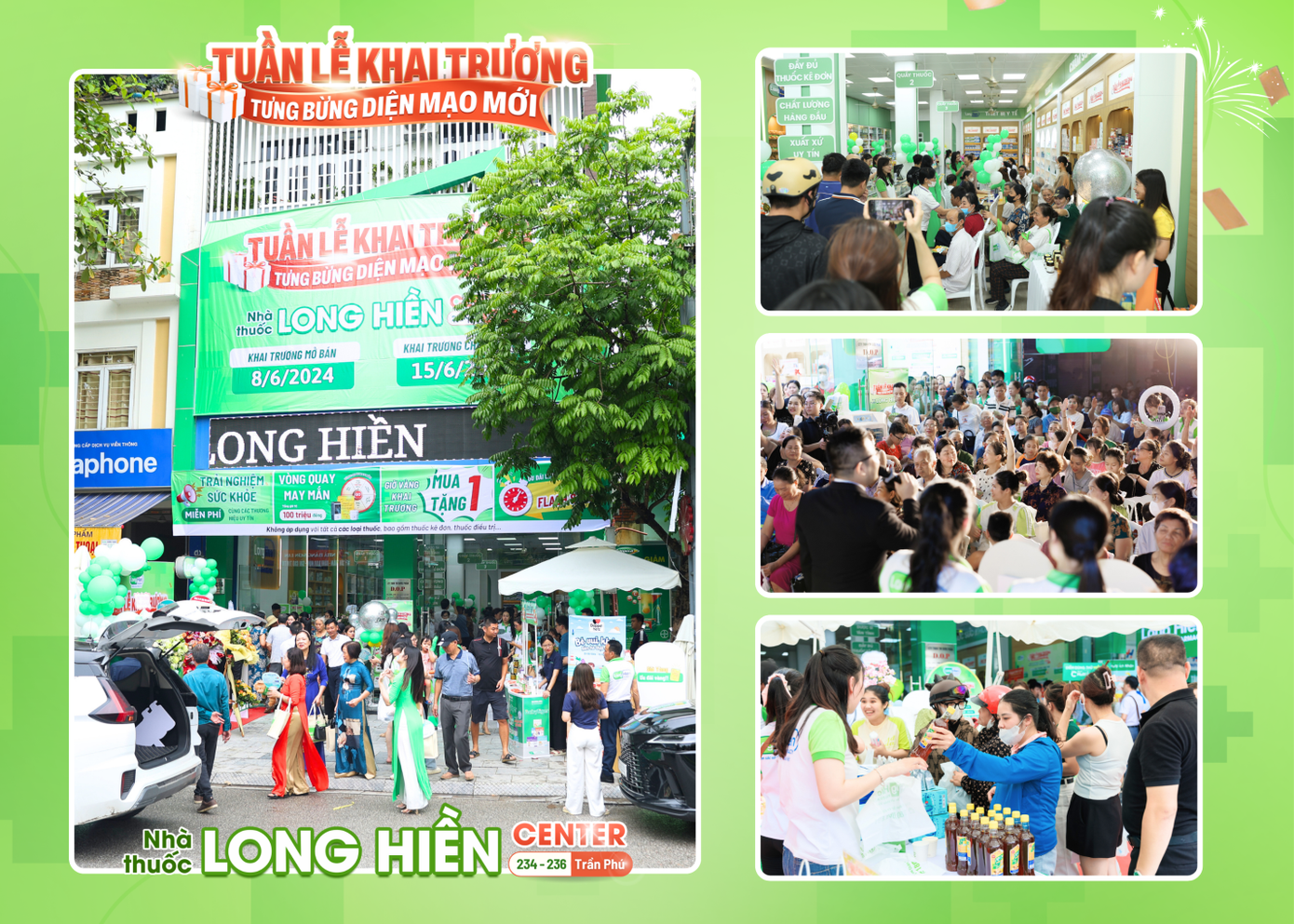 Nhà thuốc Long Hiền Center khai trương diện mạo mới, thu hút đông đảo khách hàng tại thành phố Thanh Hóa đến tham quan, mua sắm