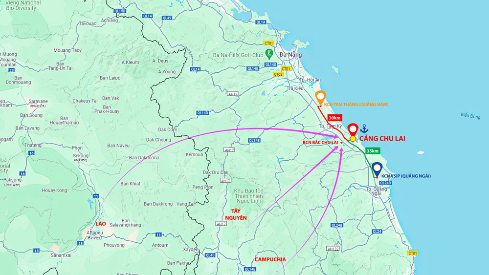 Cảng Chu Lai có vị trí chiến lược quan trọng, cửa ngõ ra biển cho hàng hóa tại miền Trung, Tây Nguyên, Lào, Campuchia