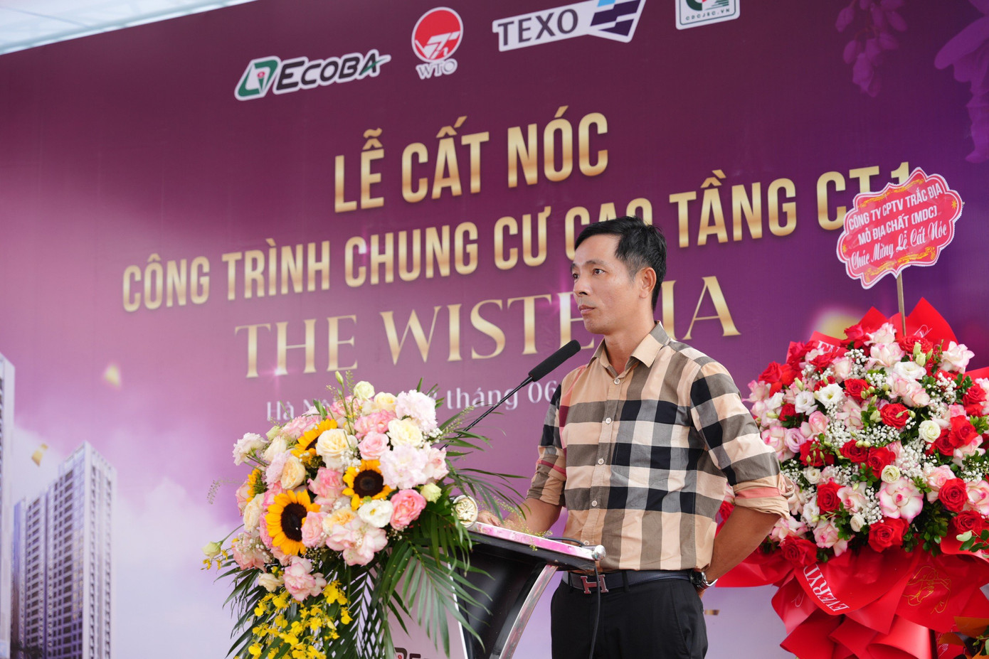 Ông Phan Việt Anh - Đại diện nhà thầu Ecoba Việt Nam chia sẻ tại buổi lễ Ông Phan Việt Anh - Đại diện nhà thầu Ecoba Việt Nam chia sẻ tại buổi lễ