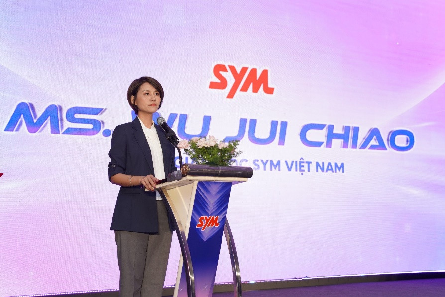 Bà Wu Jui Chiao- Tổng Giám đốc SYM Việt Nam phát biểu tại buổi họp báo