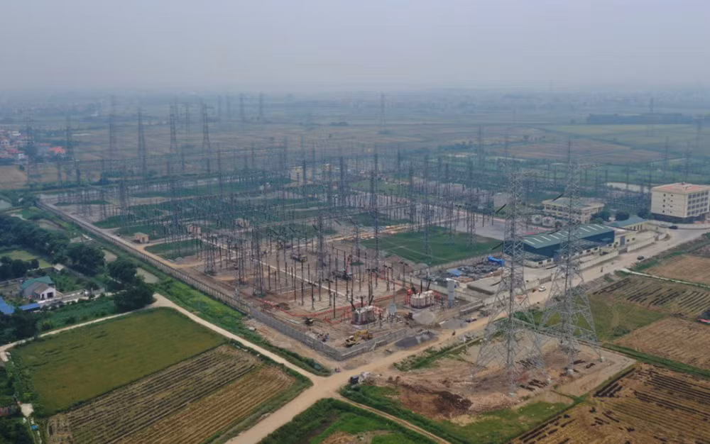 Toàn cảnh Trạm biến áp 500kV Phố Nối và phần mở rộng ngăn lộ