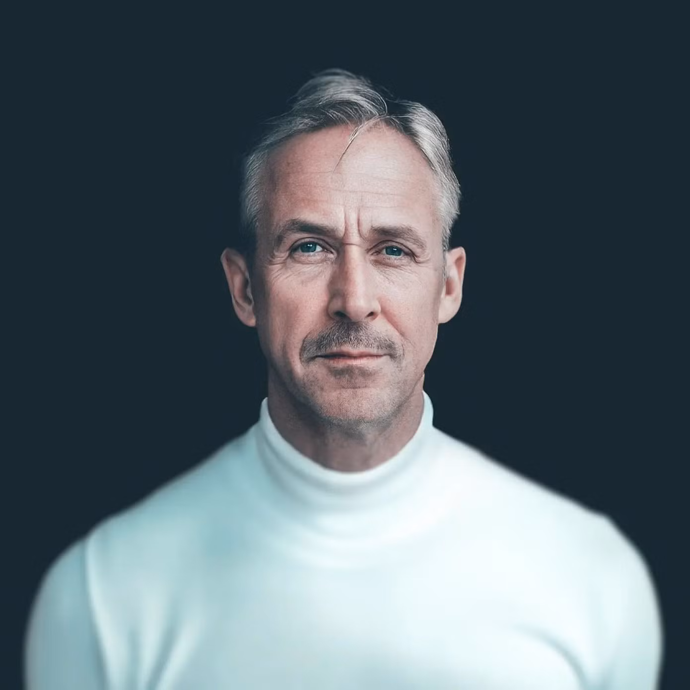 Gương mặt của Ryan Gosling đã có dấu vết của thời gian nhưng vẫn giữ được vẻ lịch lãm của một tài tử Hollywood.