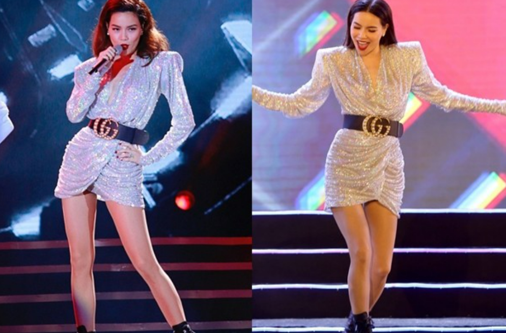 Diện lại thiết kế độn vai, xẻ ngực sâu lấp lánh này sau nhiều năm, Hà Hồ đã thay đổi kiểu tóc cho hình ảnh trẻ trung hơn.