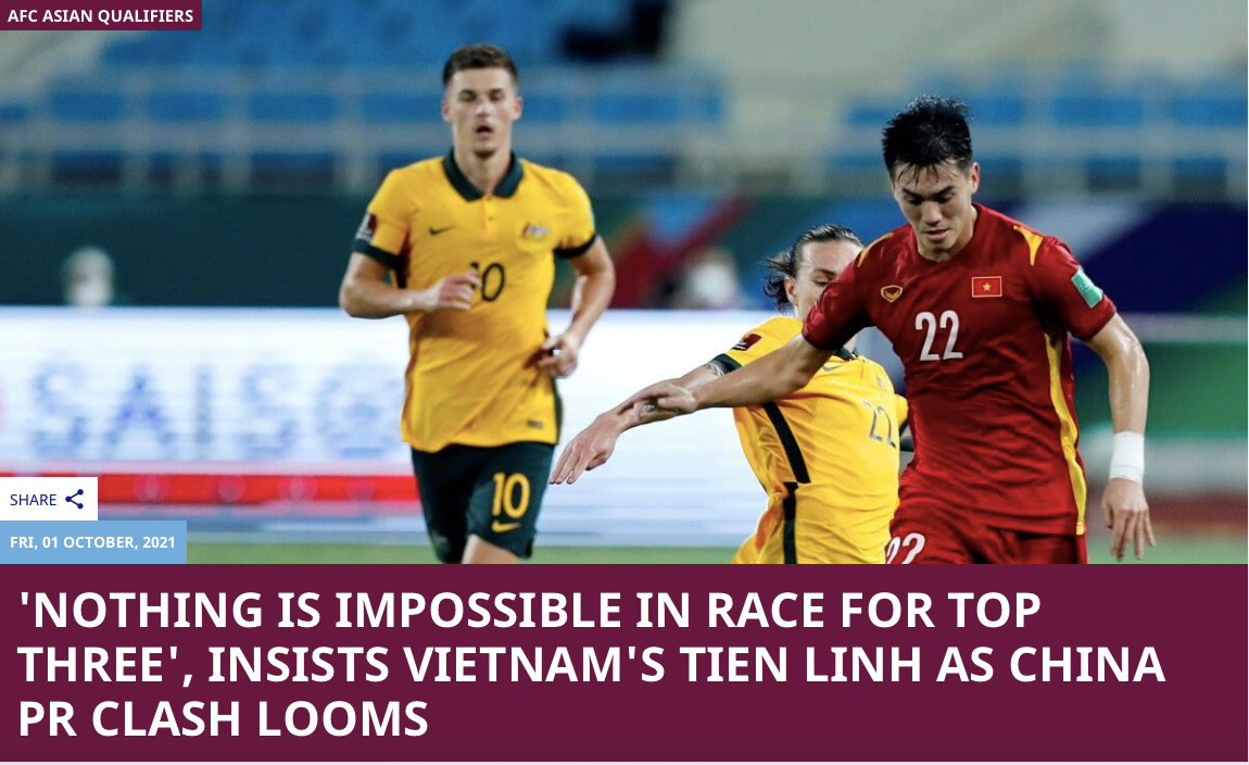 Tiến Linh trả lời phỏng vấn AFC trước trận gặp Trung Quốc