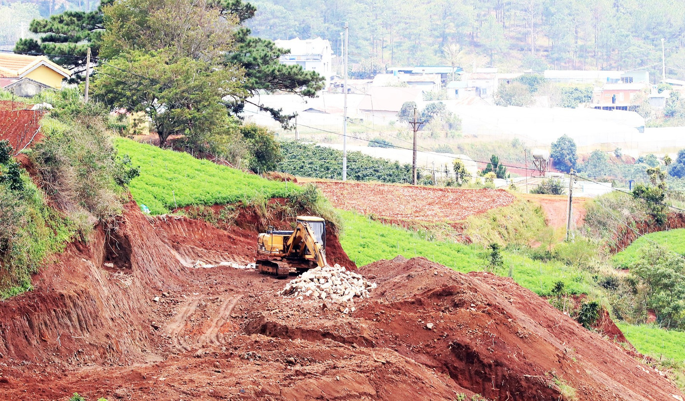 Dùng xe cơ giới san ủi, phân lô đất nông nghiệp trái phép tại Đà Lạt ảnh 3
