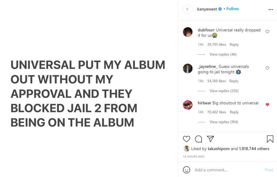 Kanye không ngần ngại "bóc phốt" hãng đĩa trước công chúng. Kanye không ngần ngại "bóc phốt" hãng đĩa trước công chúng.