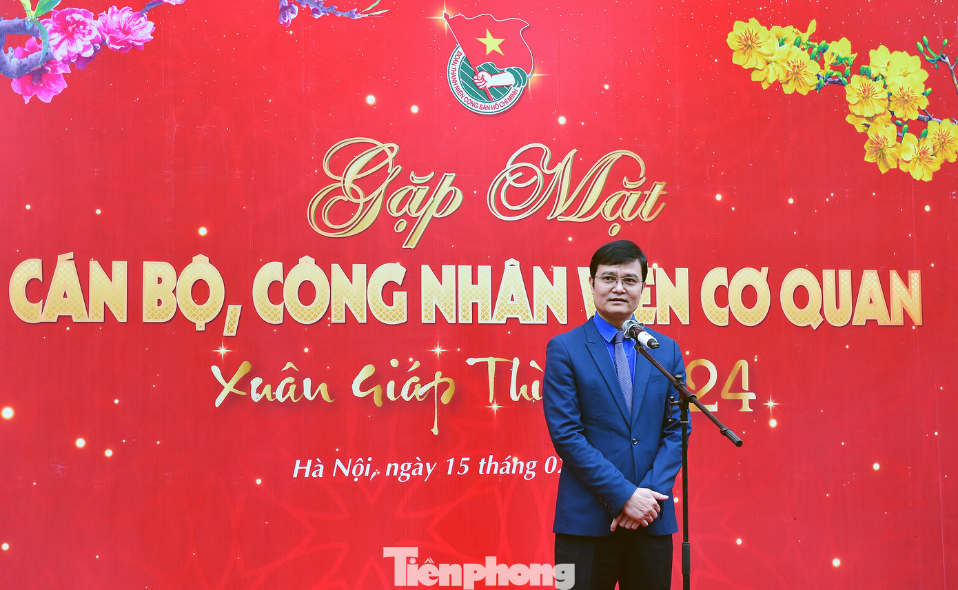 Anh Bùi Quang Huy - Bí thư thứ nhất T.Ư Đoàn phát biểu đầu xuân. Ảnh: Xuân Tùng