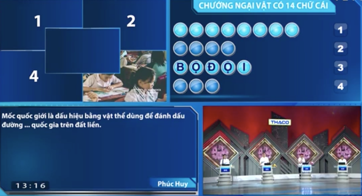 Phúc Huy nhanh chóng nhấn chuông trả lời ẩn số cần tìm.